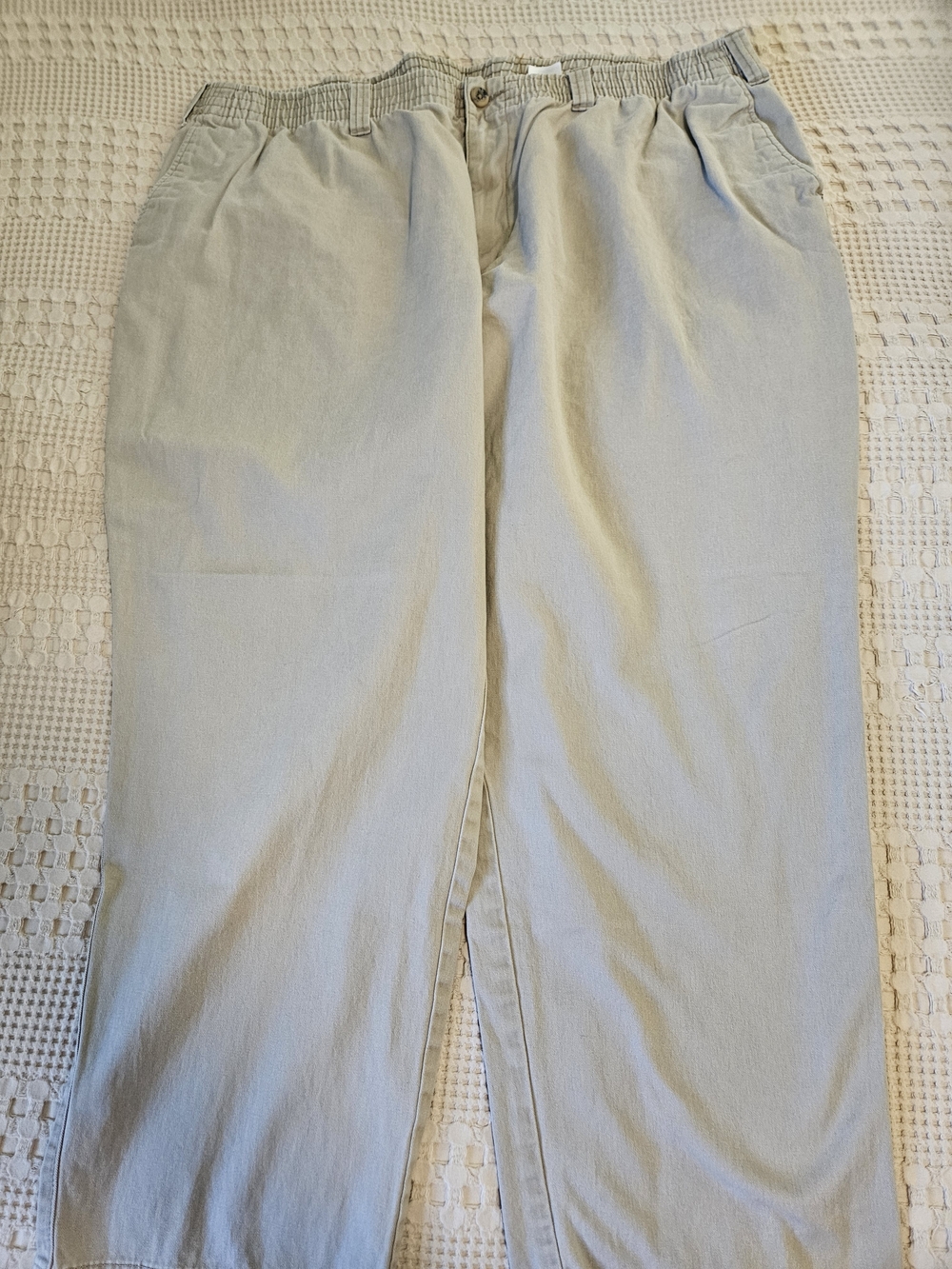 Men's Khaki Casual Elastic-Waist Pants